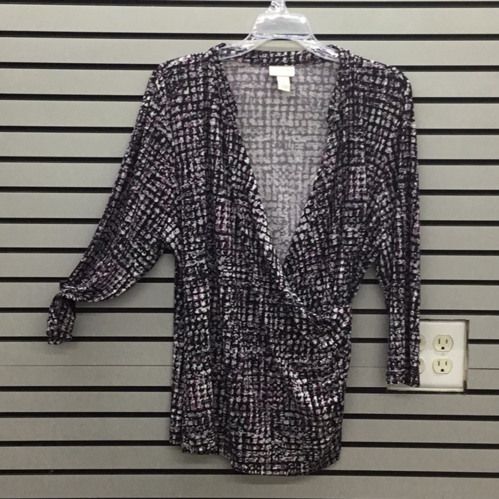 CHICO’S Sexy Flattering Surplice Top 3/4 Sleeve 3
